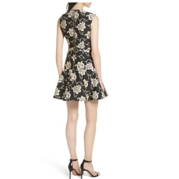 Ted Baker London Women’s Size 0 Ornate Paisley Ruffle Dress Black Fit and Flare - Picture 3 of 15